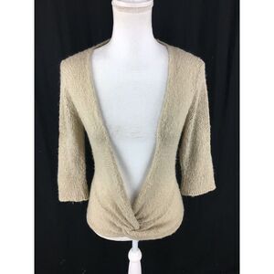 Wooden Ships Knit Mohair‎ Wool Blend Knot Front Cardigan Style Sweater M/L Beige